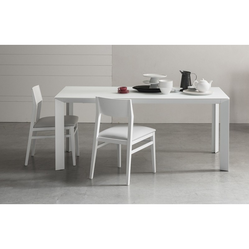  Maronese Acf DAFNE extendable table with metal structure and tempered glass top measuring L.180(240) cm - With 1 side extension