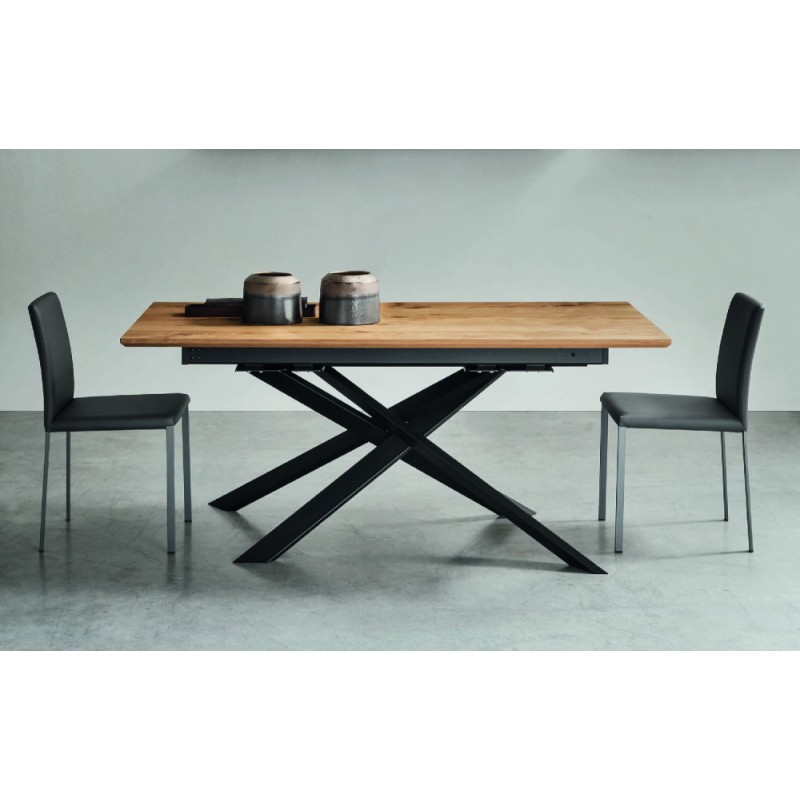  Table extensible Maronese Acf FIX avec structure en métal et plateau en bois mesurant L.160(260) cm - Avec 2 rallonges laté