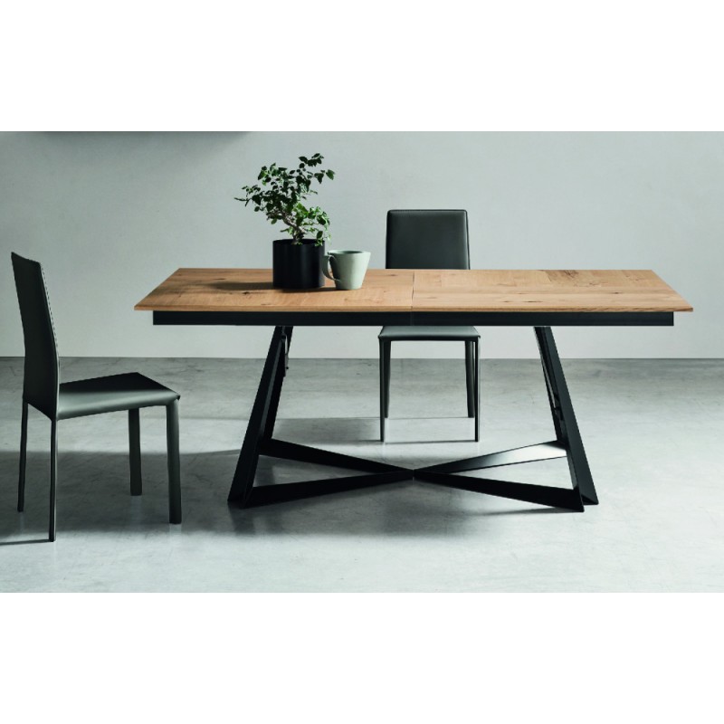  Mesa extensible Maronese Acf POKER con estructura de metal y tapa de madera de medida L.160(210) cm - Con 4 extensiones