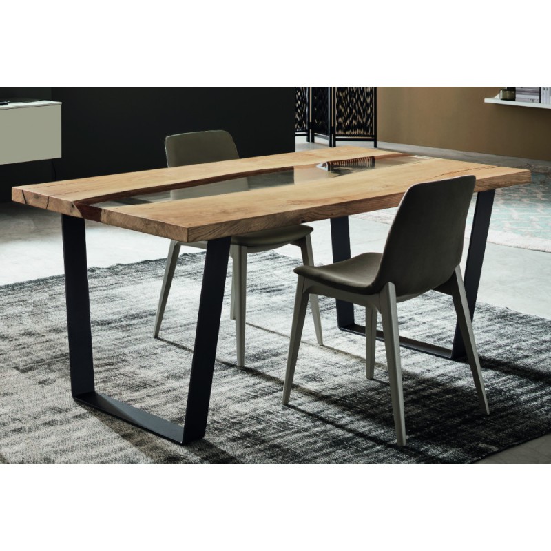  Table fixe Maronese Acf SPRING avec structure en métal et plateau en chêne mesurant 180 cm