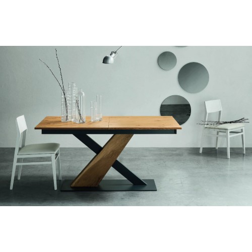 Maronese Acf VENUS extendable table with metal structure and wooden top measuring L.160(240) cm - With 2 central extensions
