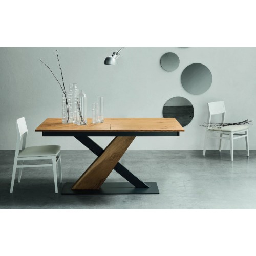 Table extensible Maronese Acf VENUS avec structure en métal et plateau en bois mesurant L.160(240) cm - Avec 2 rallonges cen