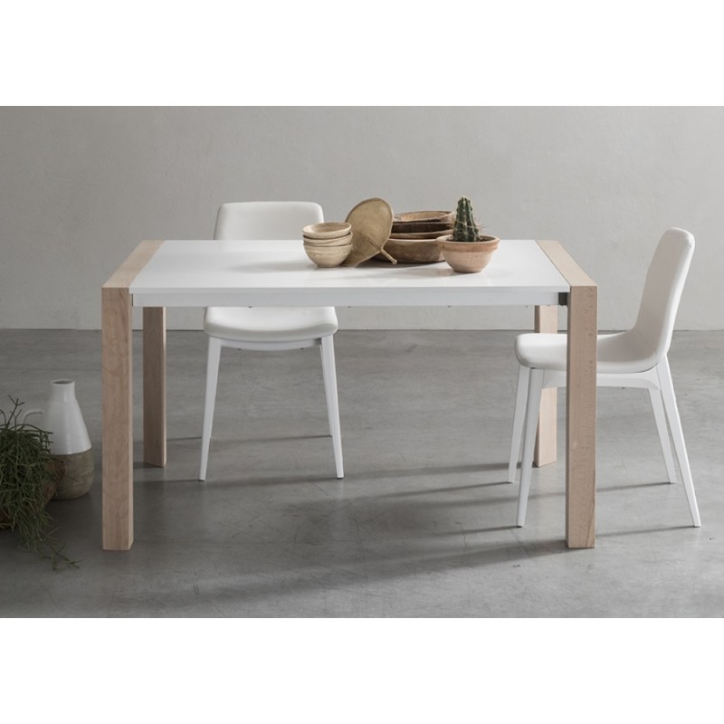  Table extensible Maronese Acf MIKADO avec structure en frêne et plateau laqué mesurant L.140(220) cm - Avec 2 rallonges lat