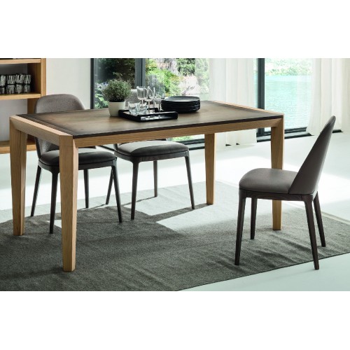 Maronese Acf Extendable table PRISMA with ash structure and wooden top of L.160 (240) cm - With 2 side extensions