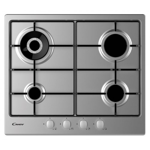 Table de cuisson gaz Candy 33801975 CHW6BR4WX 60 cm finition inox