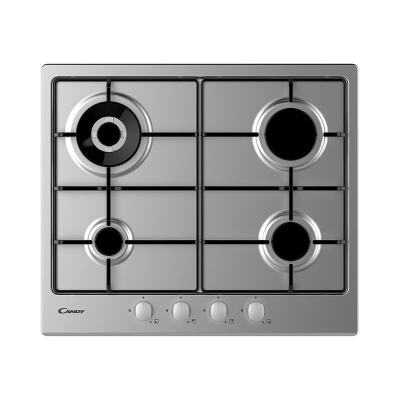  Table de cuisson gaz Candy 33801975 CHW6BR4WX 60 cm finition inox