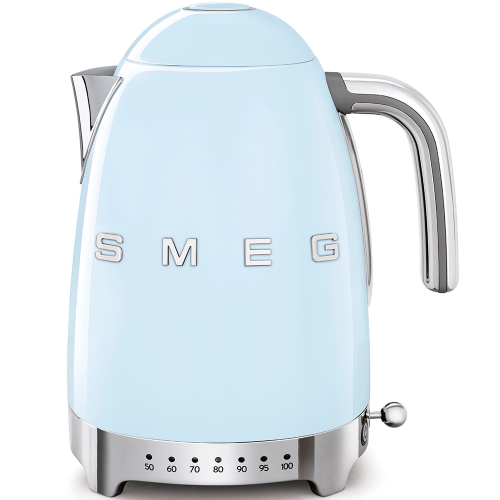 Smeg Variable temperature electronic kettle KLF04PBEU light blue finish with Smeg 3D logo