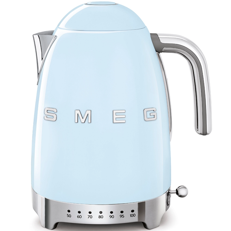  PRONTA CONSEGNA - Smeg Bollitore elettronico a temperatura variabile KLF04PBEU finitura azzurro con logo Smeg 3D