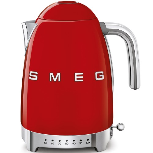 Bouilloire électronique à température variable Smeg KLF04RDEU finition rouge avec logo Smeg 3D