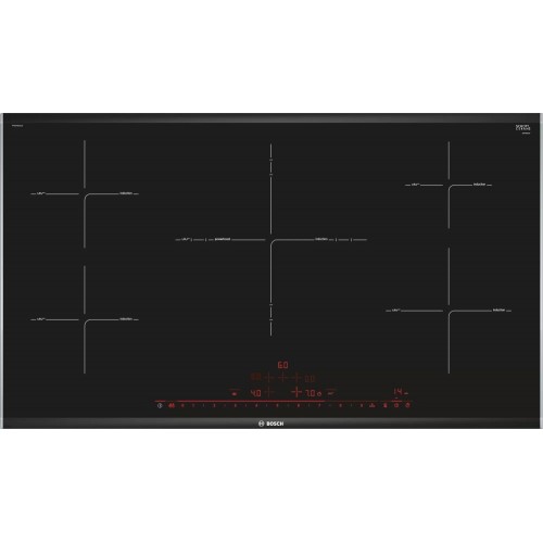 Table de cuisson à induction Bosch PIV975DC1E en vitrocéramique noire 90 cm - Série 8