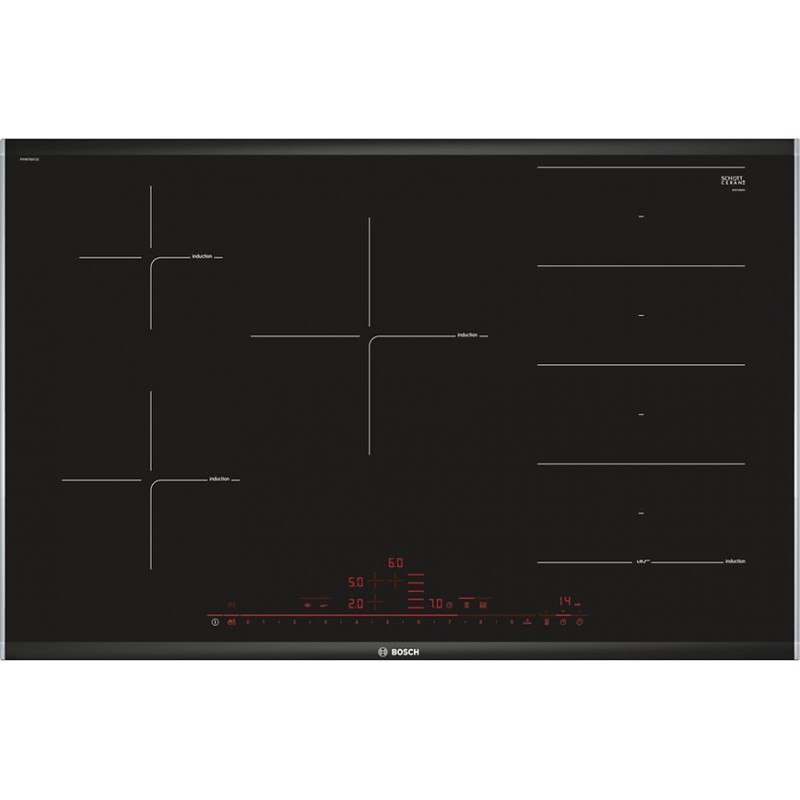  Plaque de cuisson à induction Bosch PXV875DC1E 80 cm en vitrocéramique noire - Série 8