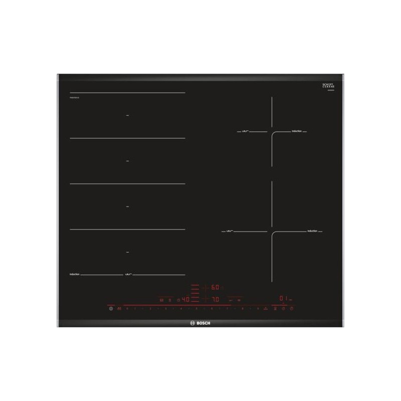  Bosch Induction hob PXE675DC1E in black glass ceramic 60 cm - 8 Series