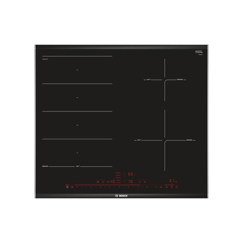  Placa de inducción vitrocerámica Bosch PXE675DC1E de 60 cm, color negro - Serie 8