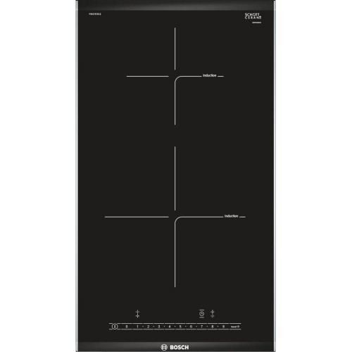 Table de cuisson à induction Bosch Domino PIB375FB1E en vitrocéramique noire 30 cm - Série 6