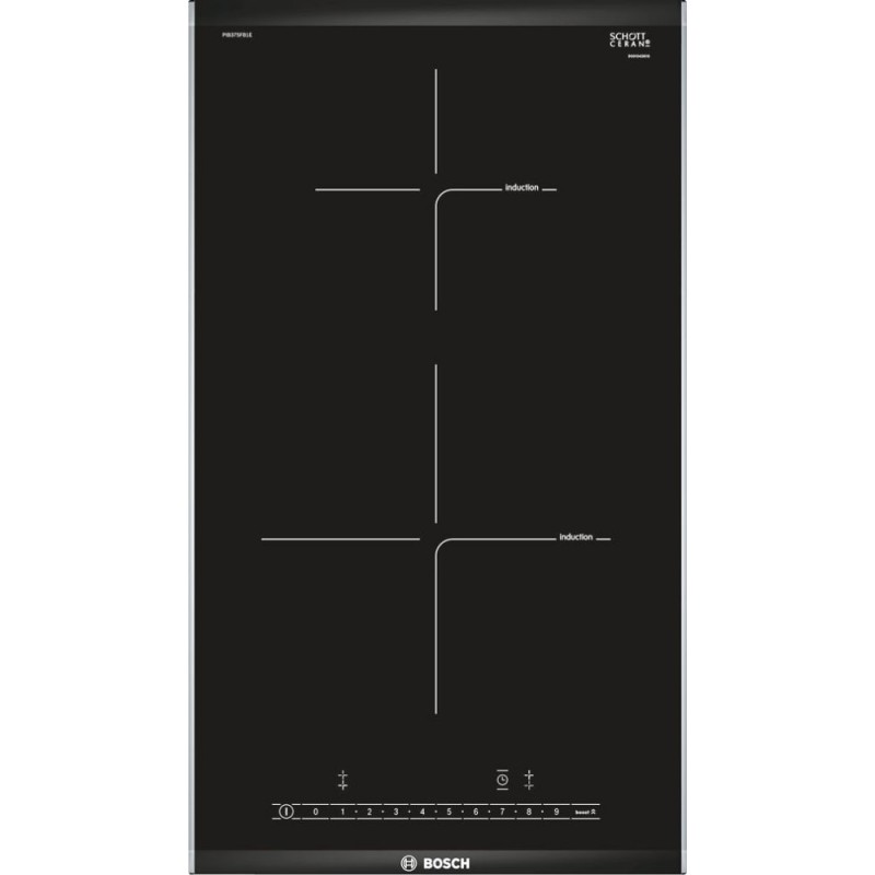  Plaque à induction Bosch - Domino en vitrocéramique noire 30 cm (PIB375FB1E) - Série 6