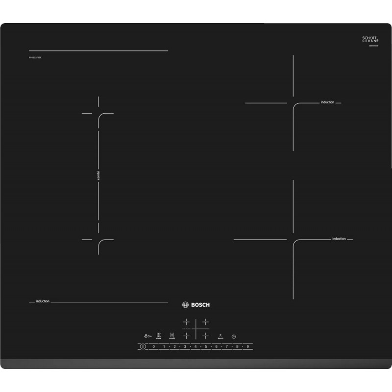  Table de cuisson à induction Bosch PVS631FB5E en vitrocéramique noire 60 cm - Série 6