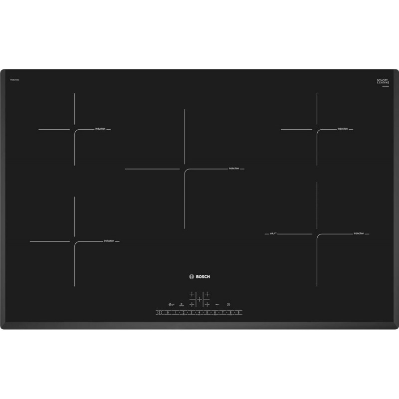  Table de cuisson à induction Bosch PIV851FC5E en vitrocéramique noire 80 cm - Série 6