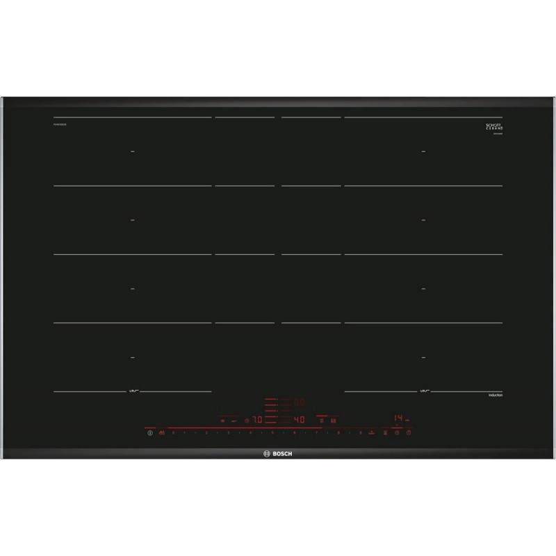  Bosch Piano cottura a induzione EXxtra PXY875DE3E in vetroceramica nero da 80 cm - Serie 8