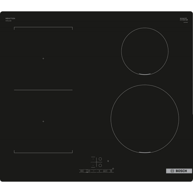  Plaque de cuisson à induction Bosch EXxtra PWP611BB5E 60 cm en vitrocéramique noire - Série 4