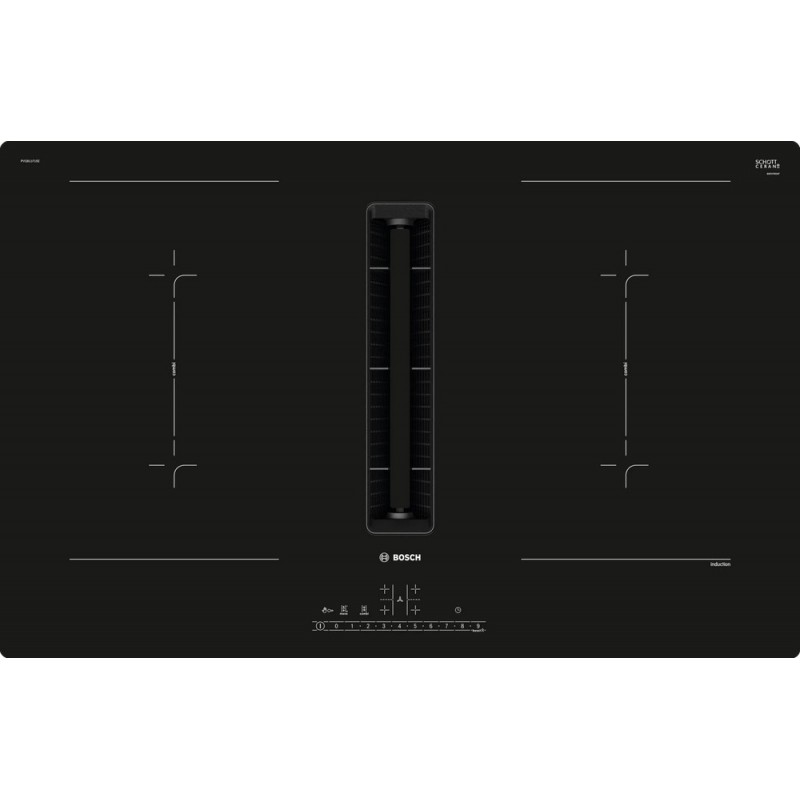  Bosch Induction hob with integrated hood PVQ811F15E in black glass ceramic 80 cm - 6 Series