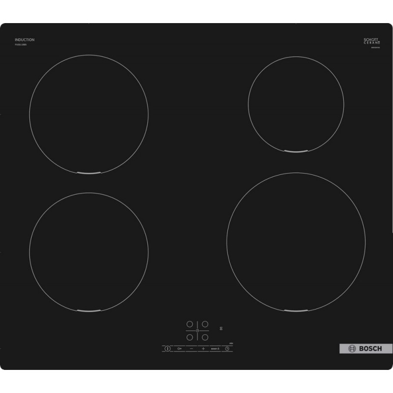 Placa de inducción Bosch PUE611BB5D en vitrocerámica negra 60 cm - Serie 4