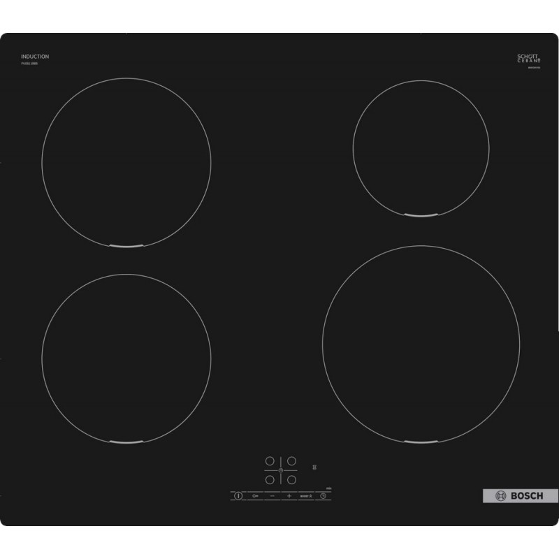  Plaque à induction vitrocéramique Bosch PUE611BB5D 60 cm, noire - Série 4
