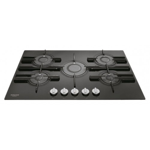 Table de cuisson à gaz Hotpoint Direct Flame FTGHG 751 D / HA (BK) 75 cm finition verre noir