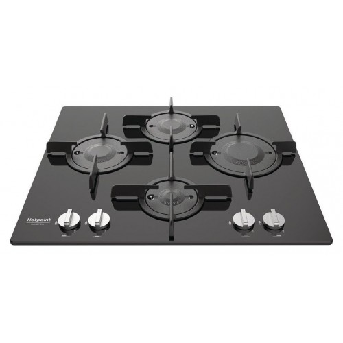 Table de cuisson à gaz Hotpoint Direct Flame FTGHG 641 D / HA (BK) 60 cm finition verre noir