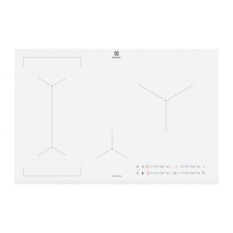  Placa de inducción vitrocerámica Electrolux Bridge EIL83443BW de 78 cm, color blanco.