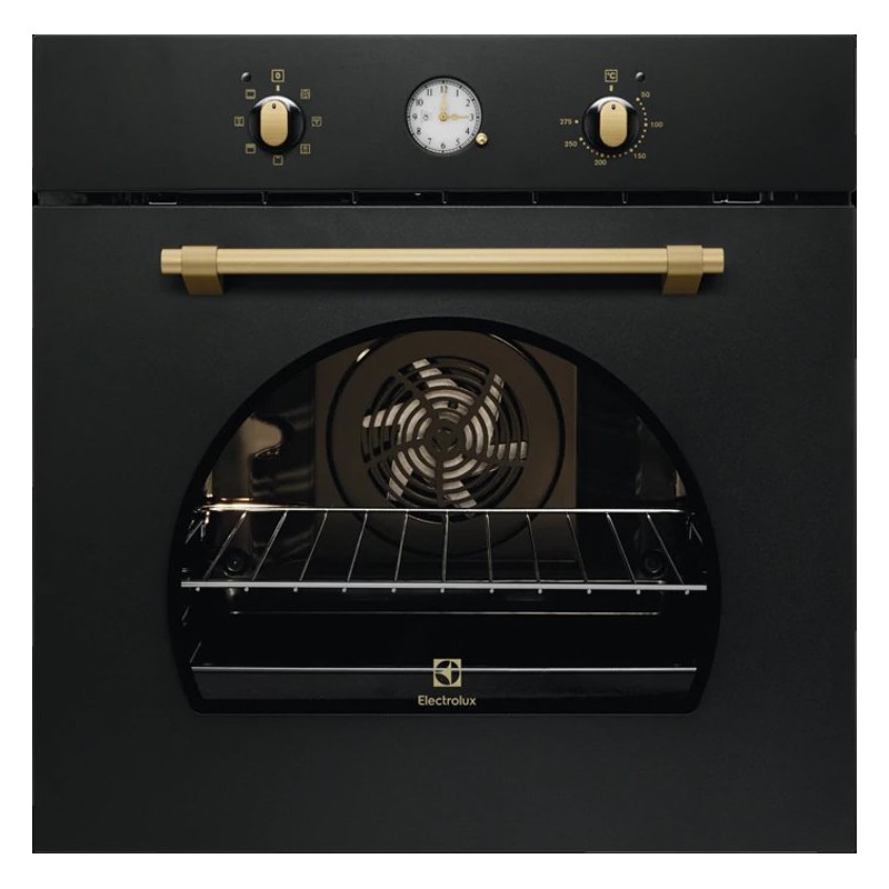  Horno multifunción Electrolux FR65G Rustico de 60 cm con acabado en hierro fundido negro.