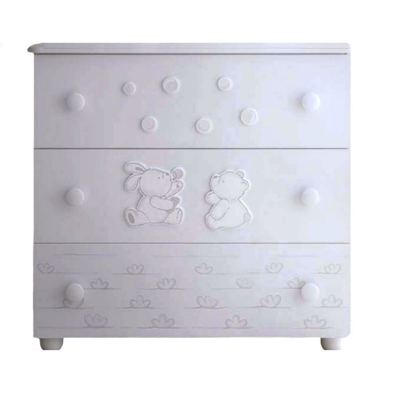  Pali Dresser with three drawers Dodo 94 cm white finish