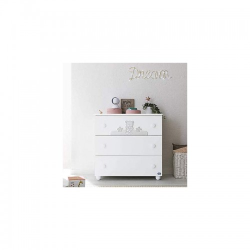 Pali Chest of drawers with three drawers Birba white and gray finish 94 cm