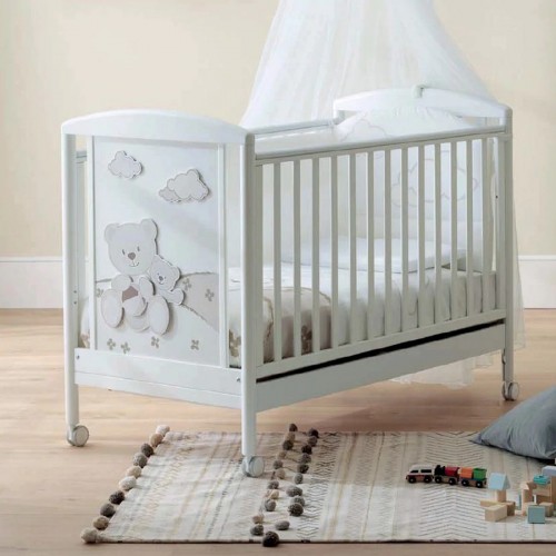 Pali Cot Daisy white finish 132x72 cm - With wheels