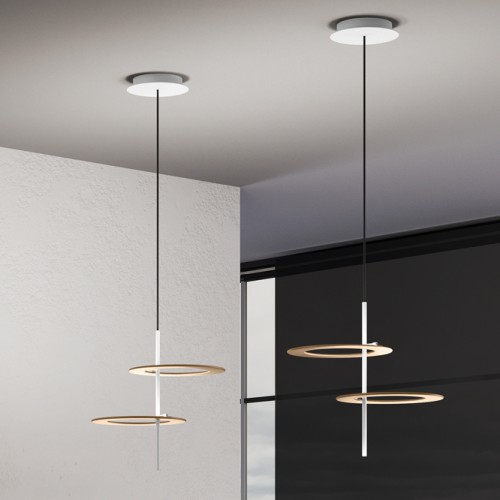 Lampe à suspension LED Minitallux Hula Hoop S2 en différentes finitions byicon Luce