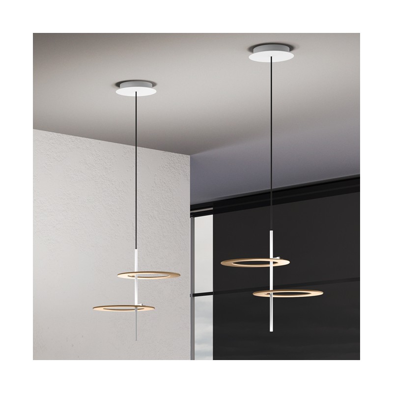  Lampe à suspension LED Minitallux Hula Hoop S2 en différentes finitions byicon Luce