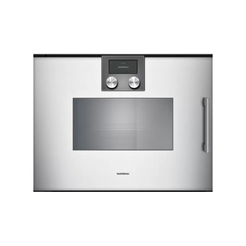 Gaggenau 60 cm built-in steam oven with left hinges BSP 221 131 silver finish