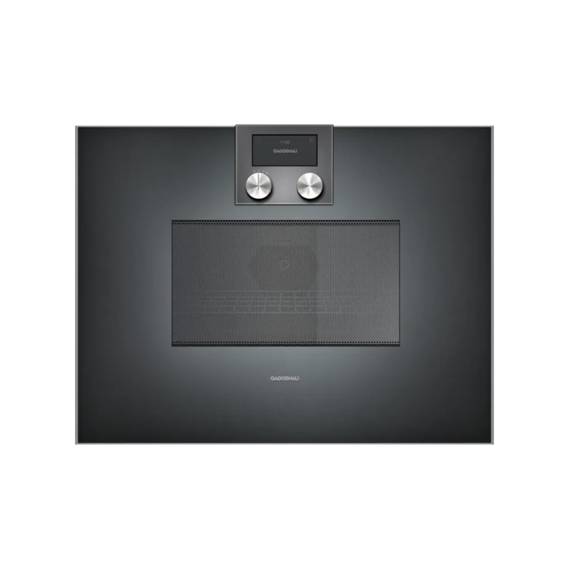 Gaggenau Combined microwave oven with controls at the top and hinges on the left BM 451 100 anthracite finish 60 cm