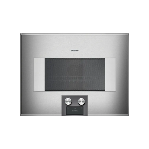 Gaggenau Combined microwave oven with controls at the bottom and hinges on the right BM 454 110 60 cm stainless steel finish