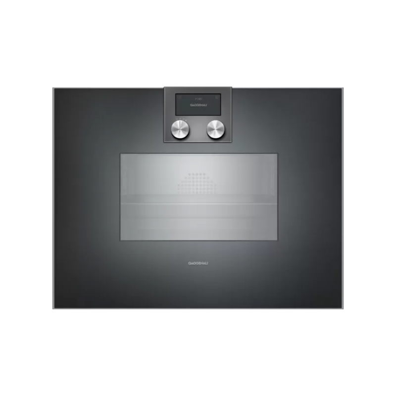  Gaggenau Combined steam oven with controls at the top and right-hand built-in hinges BS 450 101 60 cm anthracite finish