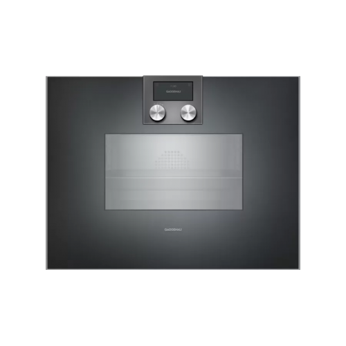 Gaggenau Combined steam oven with controls at the top and right-hand built-in hinges BS 470 102 anthracite finish 60 cm