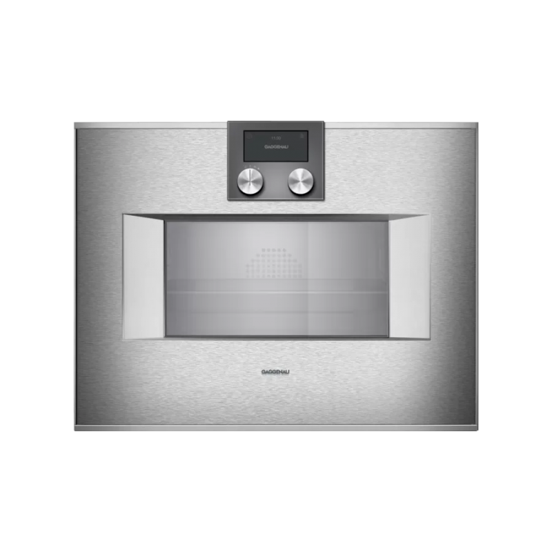  Gaggenau Combined steam oven with top controls and built-in right hinges BS 470 112 60 cm stainless steel finish
