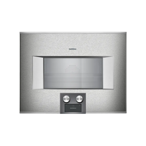 Gaggenau Combined steam oven with controls at the bottom and left-hand built-in hinges BS 455 111 60 cm stainless steel finish