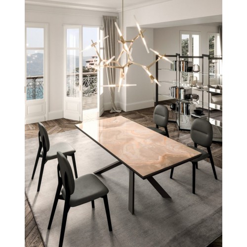 Ozzio Extendable dining table 4x4 art. T240 with metal structure and top of your choice of 200x100 cm - With internal extensi