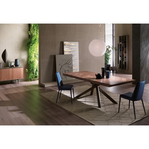 Ozzio Tavolo da pranzo fisso 4x4 Fisso art. T241 con struttura in metallo e piano a scelta da 220x110 cm