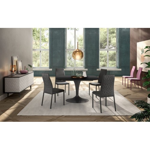 Ozzio Extendable dining table Bravo Extendable art. T312 with metal structure and 120x120 cm top of your choice