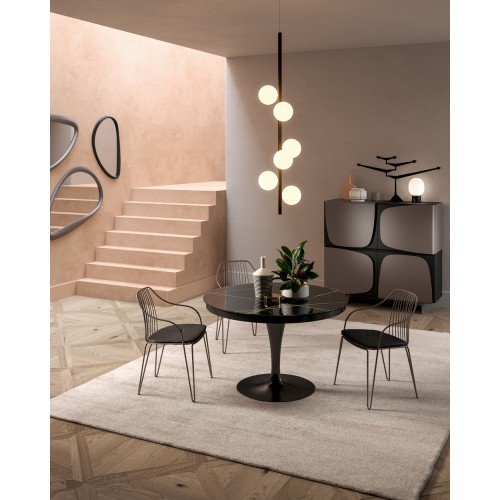 Ozzio Table à manger extensible Eclipse art. T310 avec structure métallique et plateau au choix à partir de Ø120 cm - Ave