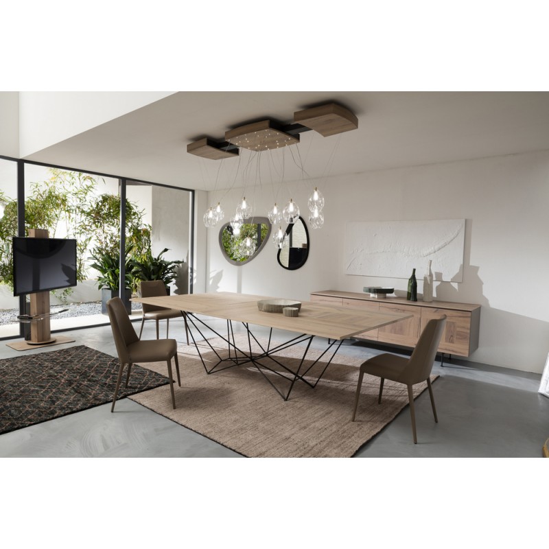  Ozzio Tavolo da pranzo allungabile Fil8 art. T238 con struttura in metallo e piano a scelta da 200x100 cm - Con allunghe inte