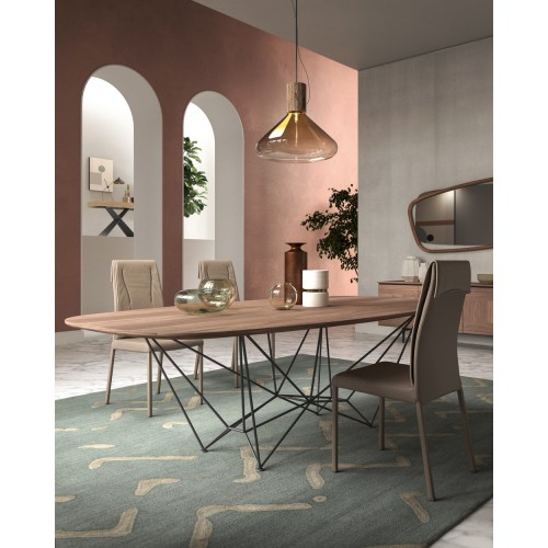 Ozzio Tavolo da pranzo fisso Fil8 Fisso art. T237 con struttura in metallo e piano a scelta da 220x110 cm