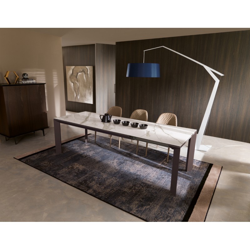  Ozzio Extendable dining table Metrò art.T200 with metal structure and top of your choice of 160x85cm- With 2 side extensions