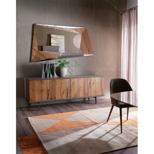 Ozzio Buffet Brera art. X302 avec socle métal L.205 cm et H.75 cm - 4 portes